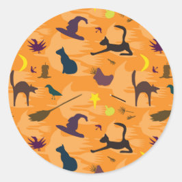 Adesivo Redondo Olá Bruxa - padrão perfeito de Halloween.