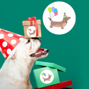 Adesivo Redondo olá, cão de salsicha, dachshund, amante do chave