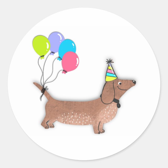 Adesivo Redondo olá, cão de salsicha, dachshund, amante do chaveir (Frente)