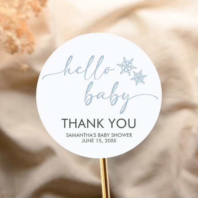 Adesivo Redondo Olá Chuveiro de Bebê (Winter Baby Shower Sticker)