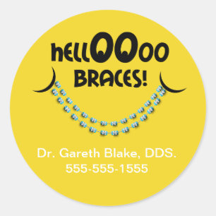 Adesivo Redondo Olá! costume do paciente do Orthodontist das