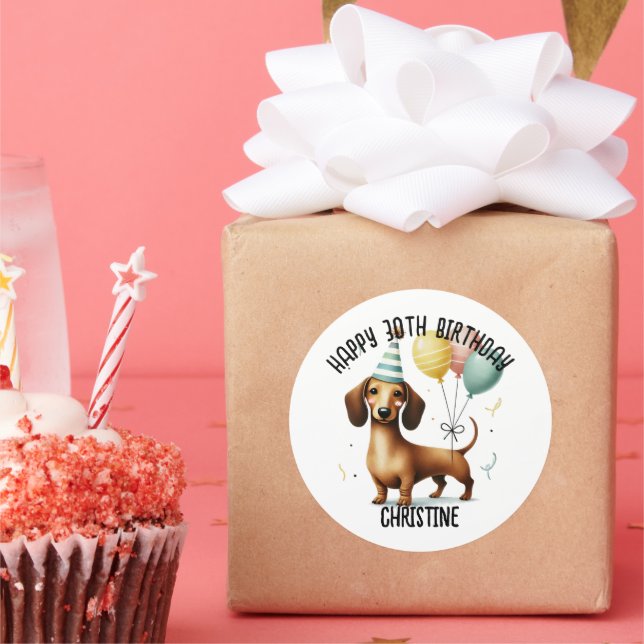 Adesivo Redondo Olá, dachshund dog dachshund. (Festa)