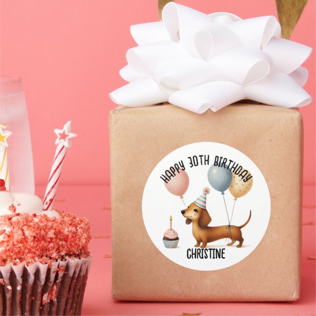 Adesivo Redondo Olá, dachshund dog dachshund. (Festa)