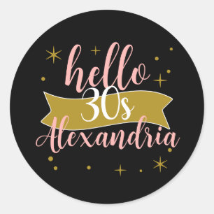 Adesivo Redondo Olá Design Personalizado de Aniversário de 30 Anos