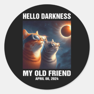 Adesivo Redondo Olá Escuridão Meu Velho Amigo Eclipse Solar Abril 
