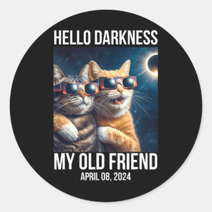 Adesivo Redondo Olá Escuridão Meu Velho Amigo Eclipse Solar Abril 