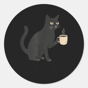 Adesivo Redondo Olá Escuridão Velho Amigo Gato E Café Halloween