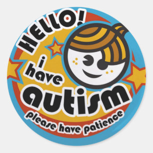 ADESIVO REDONDO OLÁ! EU ESTOU COM O AUTISMO - CONSCIÊNCIA