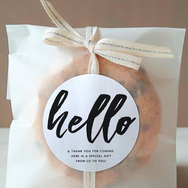 Adesivo Redondo Olá | Favor de boas-vindas do evento (Criador carregado)