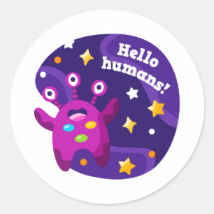 Adesivo Redondo Olá humanos