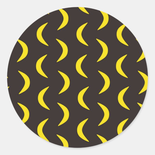 Adesivo Redondo Olá, Lua Amarela - padrão perfeito de Halloween. (Frente)