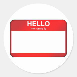 Adesivo Redondo Olá, Meu Nome É...