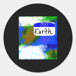 Adesivo Redondo Olá Meu Nome É Camiseta Ambiental Terra