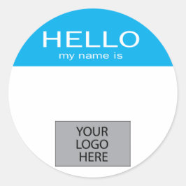 Adesivo Redondo Olá Meu nome é - com logotipo personalizado