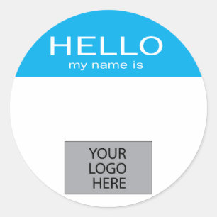 Adesivo Redondo Olá Meu nome é - com logotipo personalizado