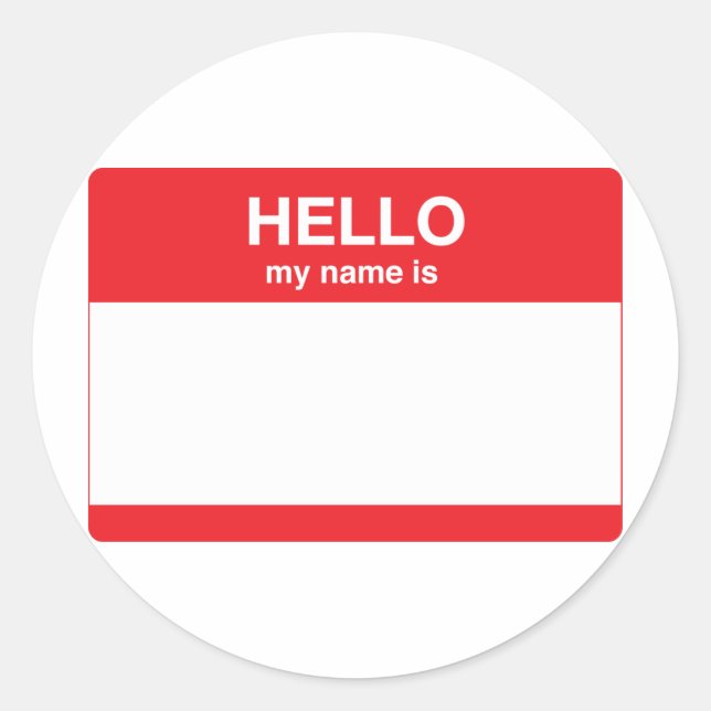 Adesivo Redondo Olá, meu nome é (seu texto) (Frente)