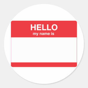 Adesivo Redondo Olá, meu nome é (seu texto)