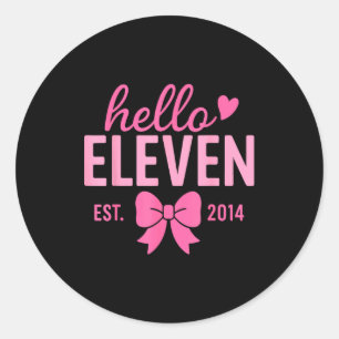 Adesivo Redondo Olá Onze Est 2014 Rosa Coquete Feliz 11º Aniversár