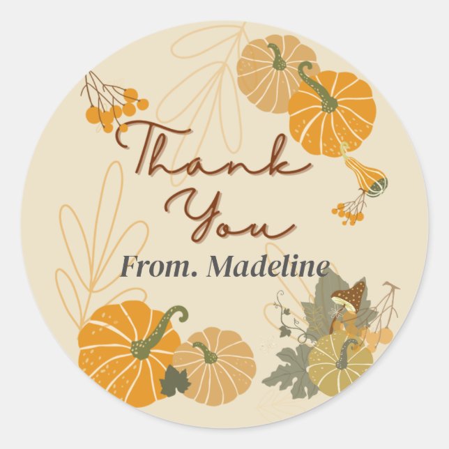 Adesivo Redondo Olá outono obrigado de outono personalizado (Frente)