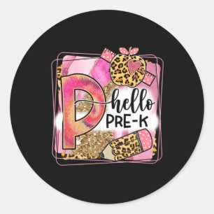 Adesivo Redondo Olá Pré-K Equipe Pré-K Volta para Professoras Rapa