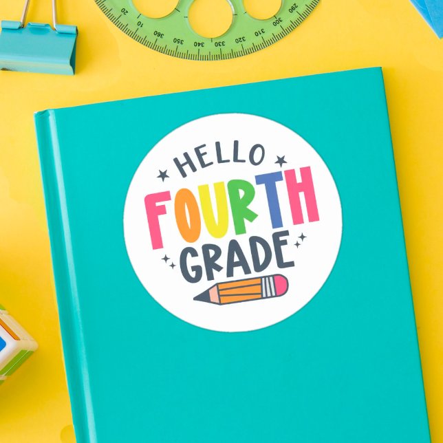 Adesivo Redondo Olá, quarto ano de volta à escola (Criador carregado)