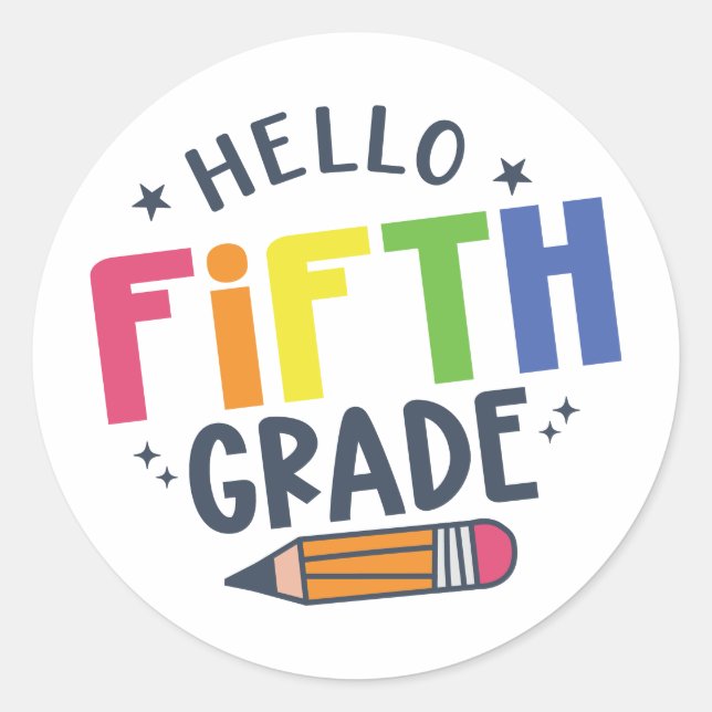 Adesivo Redondo Olá quinta série de volta às aulas (Frente)