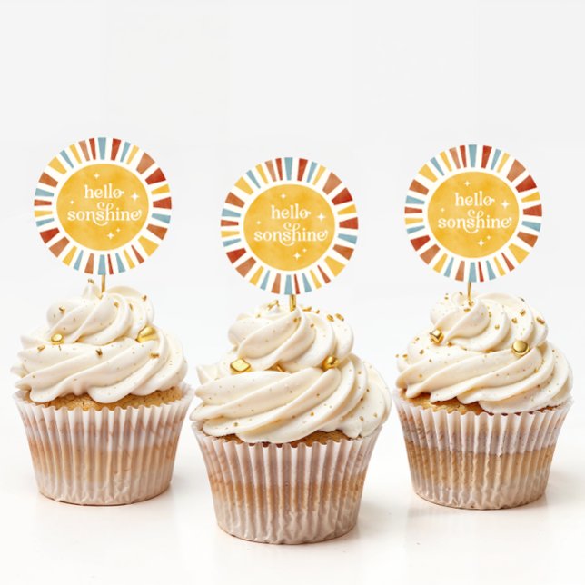 Adesivo Redondo Olá Sonshine Boho Chá de fraldas Sun Burst Sticker (Criador carregado)