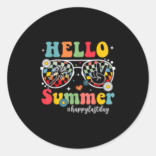 Adesivo Redondo Olá, Summer Engraçado, Feliz Dia Passado de Profes