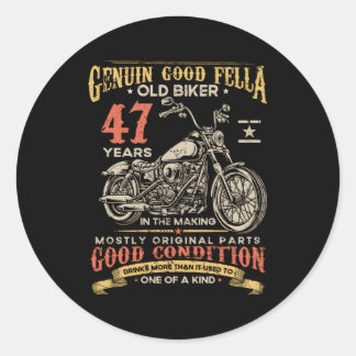 Adesivo Redondo Old Biker 47 Anos No Fazer 47º Biker