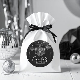 Adesivo Redondo Old Hollywood B & W Chandelier Sweet 16 ID1108