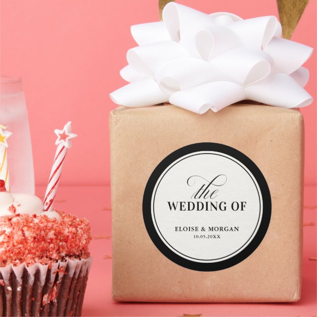 Adesivo Redondo Old Money Modern Formal Black Luxury Chic Wedding (Festa)