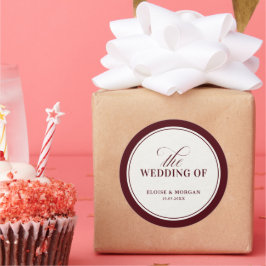 Adesivo Redondo Old Money Modern Formal Burgundy Luxury Wedding