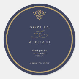 Adesivo Redondo Old Money Navy Blue Wedding Sticker