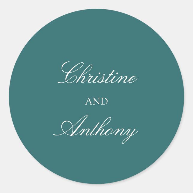 Adesivo Redondo Old Money Teal Classic Wedding (Frente)