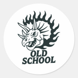 Adesivo Redondo Old School Dinosaur Funny Sticker