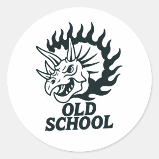 Adesivo Redondo Old School Dinosaur Funny Sticker