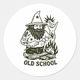 Adesivo Redondo Old School Magic Wizard Funny Sticker