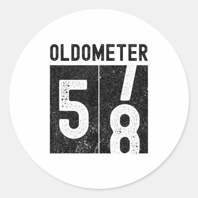 Adesivo Redondo Oldometer 58th Birthday Funny Retro Turning 58 Yea (Frente)
