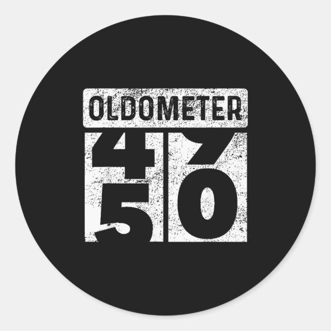 Adesivo Redondo Oldometer Odometer Funny 50th Birthday Gift 50 Yrs (Frente)