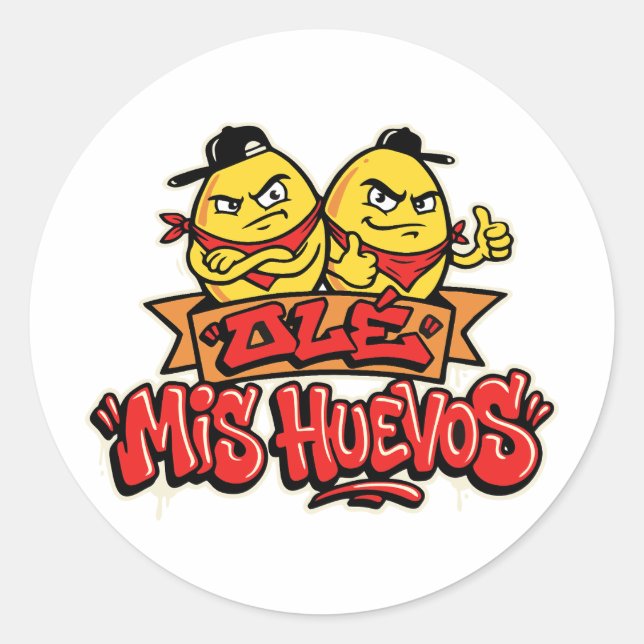 Adesivo Redondo Ole meus ovos 2 (Frente)