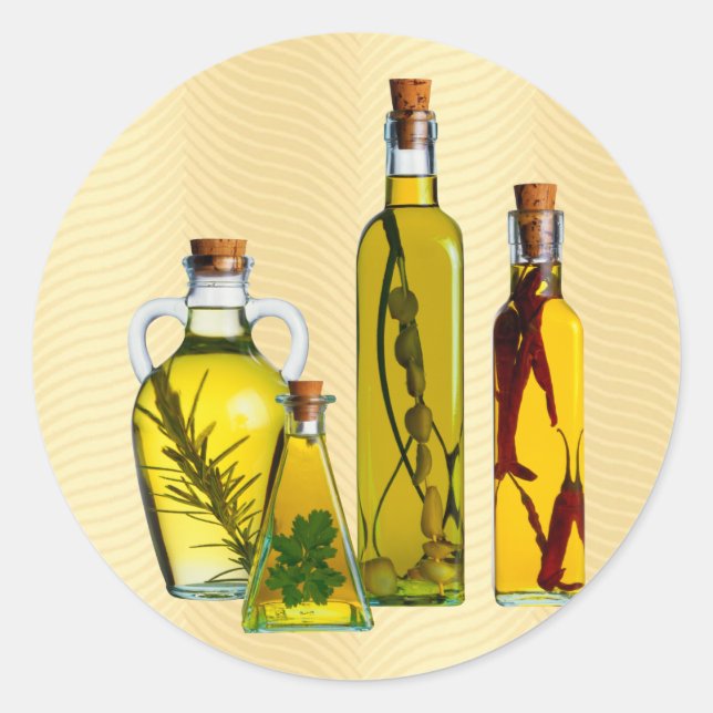 Adesivo Redondo Óleos cozinhar (Frente)