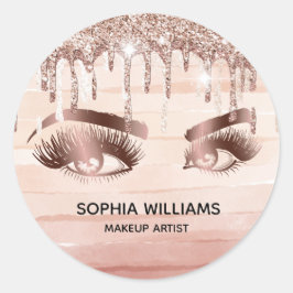 Adesivo Redondo olhais de maquiagem feminina rosa dourado pinga br