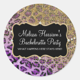 Adesivo Redondo Olhar animal do brilho do impressão do leopardo