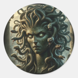 Adesivo Redondo Olhar da Medusa Cabeça de Cobras da Morte