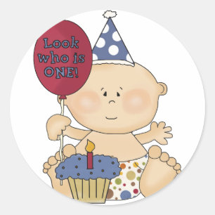 Adesivo Redondo Olhar do menino que é o camiseta um e os presentes
