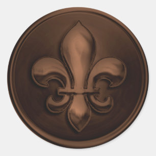 Adesivo Redondo Olhar Emboscada de Envelope Brown Fleur de Lis
