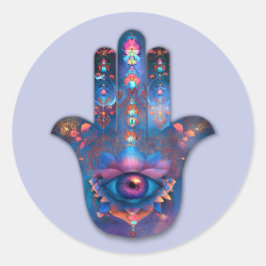 Adesivo Redondo Olho da Iluminação | Design da Mão de Hamsa
