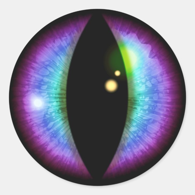 Adesivo Redondo Olho de Dragões Azuis e Roxos (Frente)