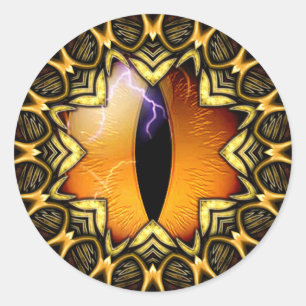 Adesivo Redondo Olho do Dragão ouro