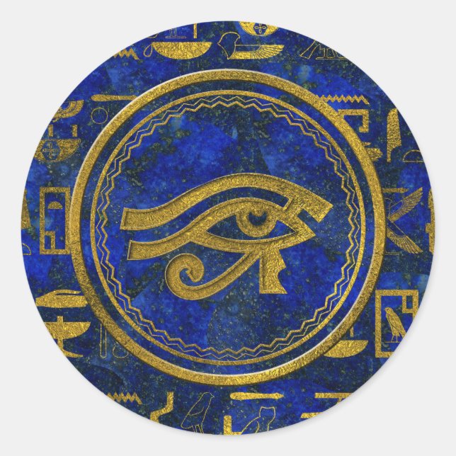 Adesivo Redondo Olho Egípcio de Horus - Wadjet Lapis Lazuli (Frente)